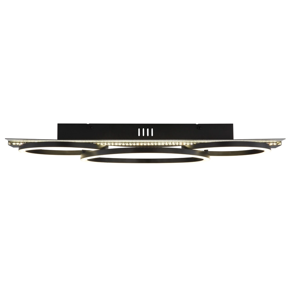 Black ceiling lamp Norberto 3 rings straight Globo 9007371569830