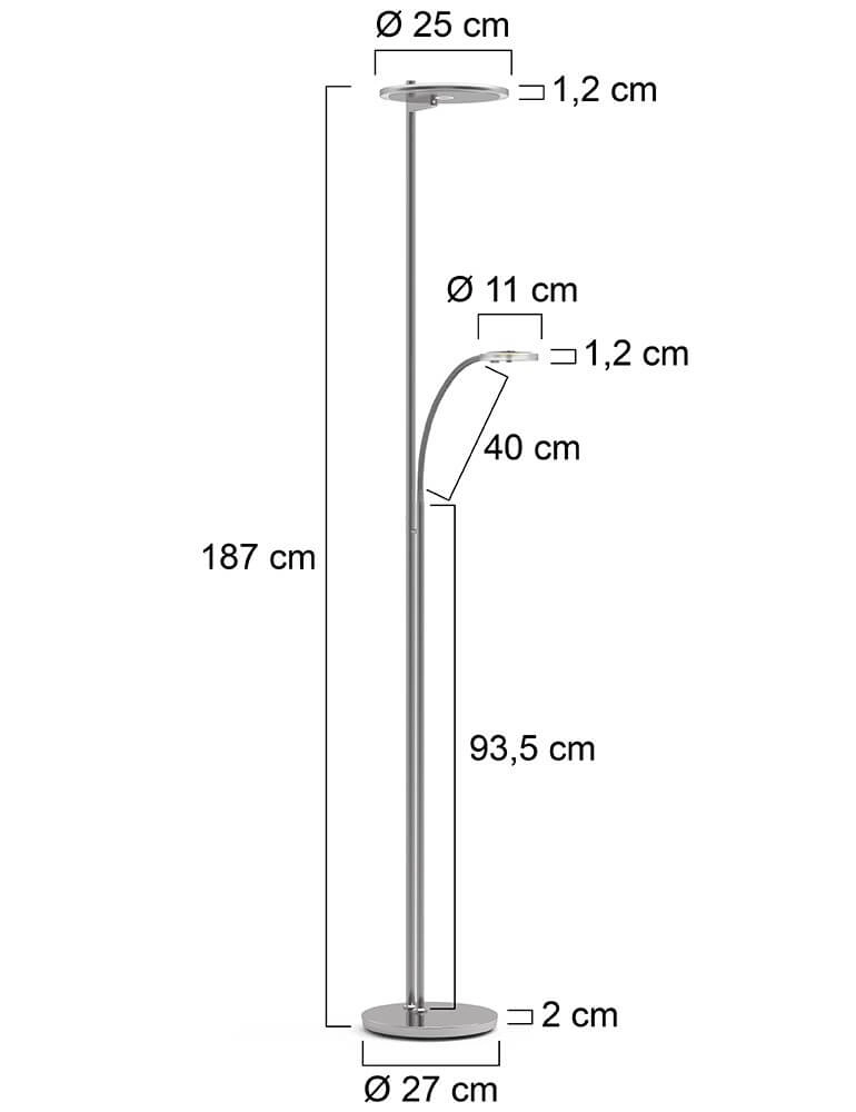 LED reading lamp 2-light Turound 40w - 2200-4000K - 187cm stainless steel clear glass Steinhauer 8712746134797