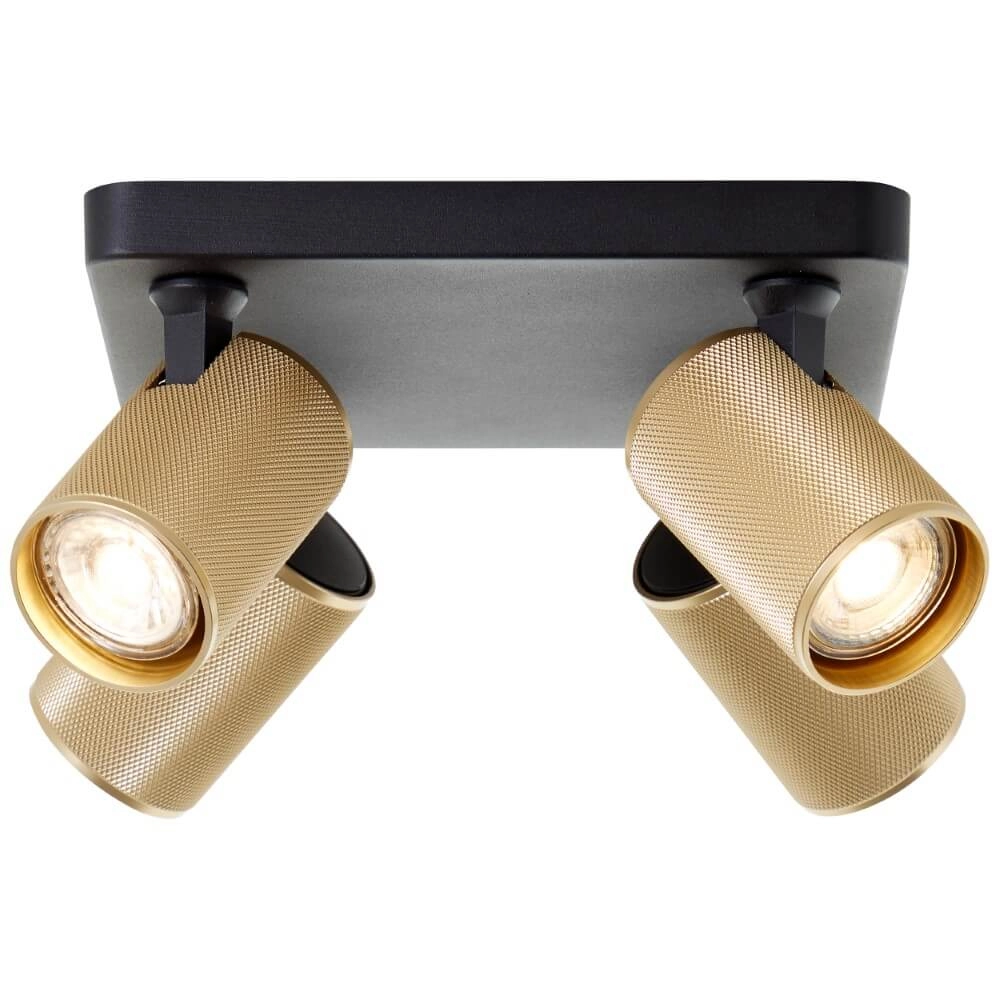 Square surface-mounted spotlight Marty black with gold