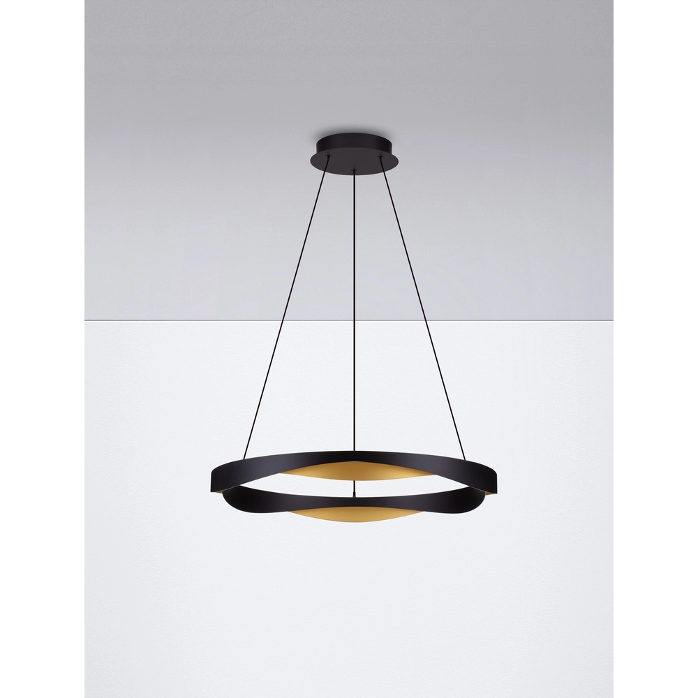 Pendant lamp Radon Ø 65cm black with gold Lyora 5212017452504