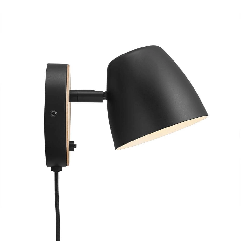 Wall light Theo black with wood Nordlux 5704924005688