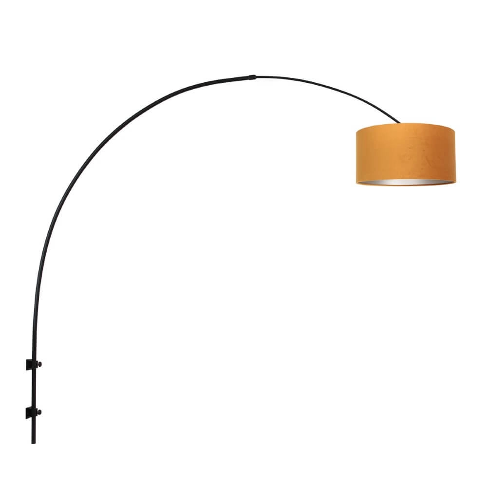 Wall arc lamp Sparkled black with gold
