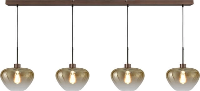 4-light pendant lamp Genua brown with gold glass Ø 29cm