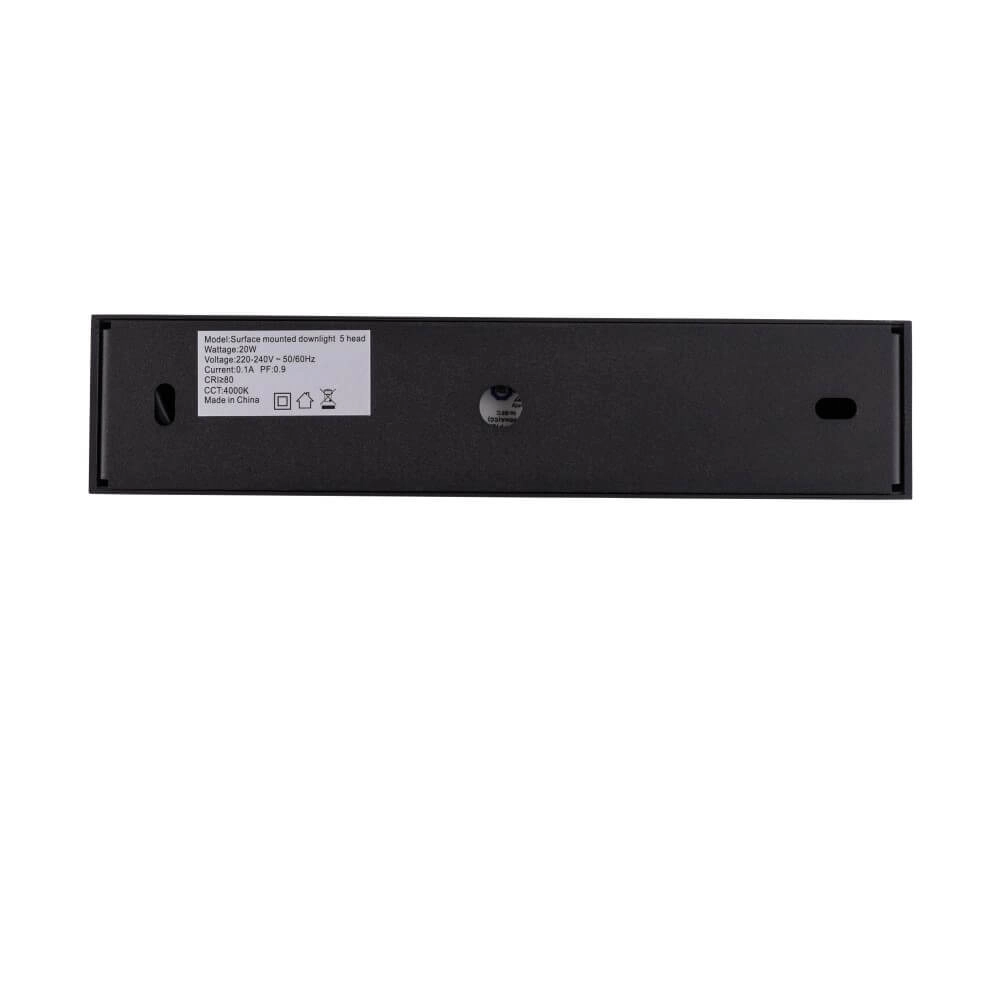 Black surface-mounted spotlight Midi Led 5x1 LEDs - 4000K Lyora 5903139100588