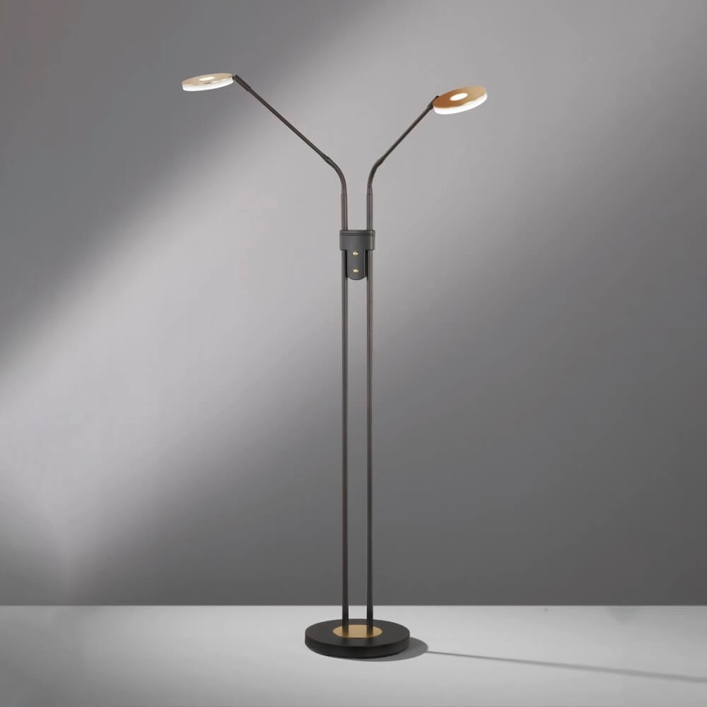 2-light reading lamp Dent black with gold Fischer & Honsel 4003694404983
