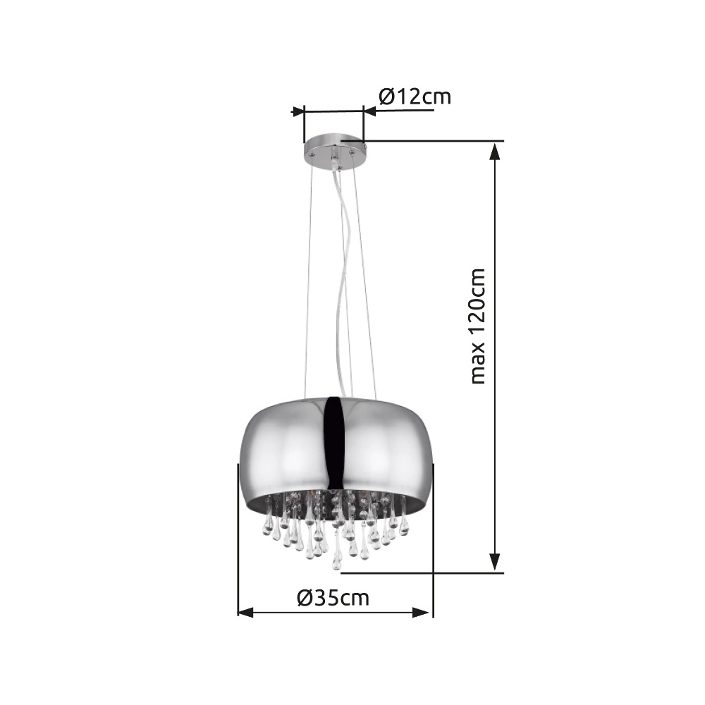 Pendant lamp Kalla Ø 35cm chrome Globo 9007371385706