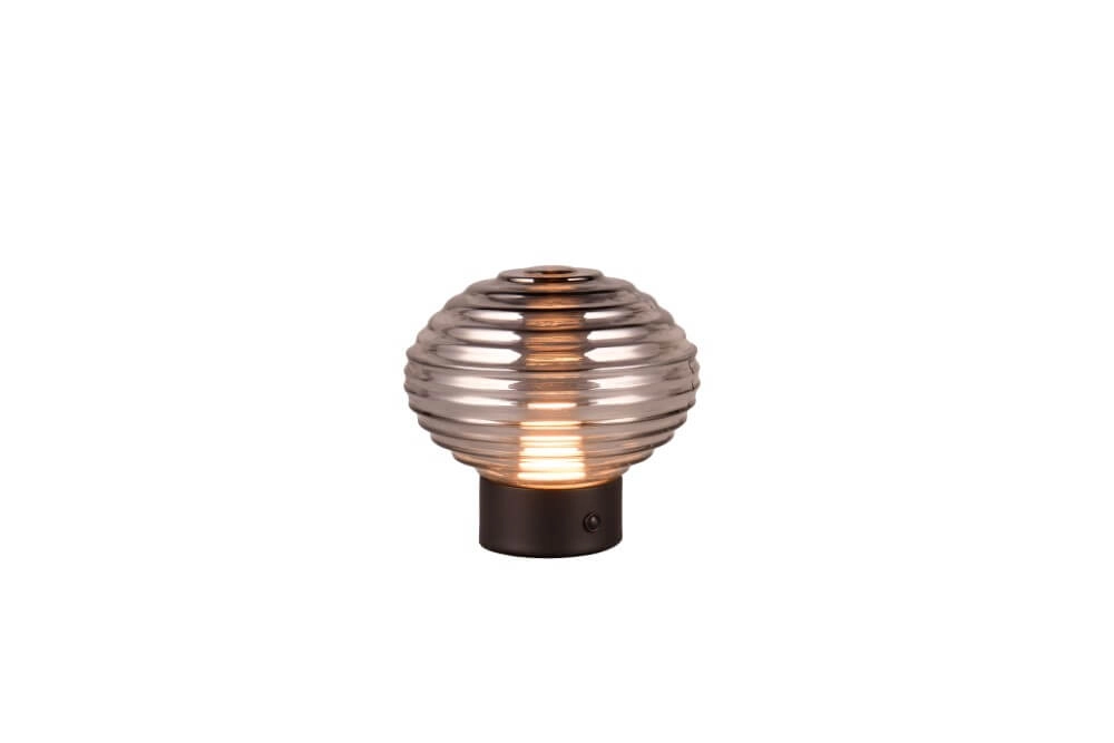 Rechargeable table lamp black Earl smoke glass