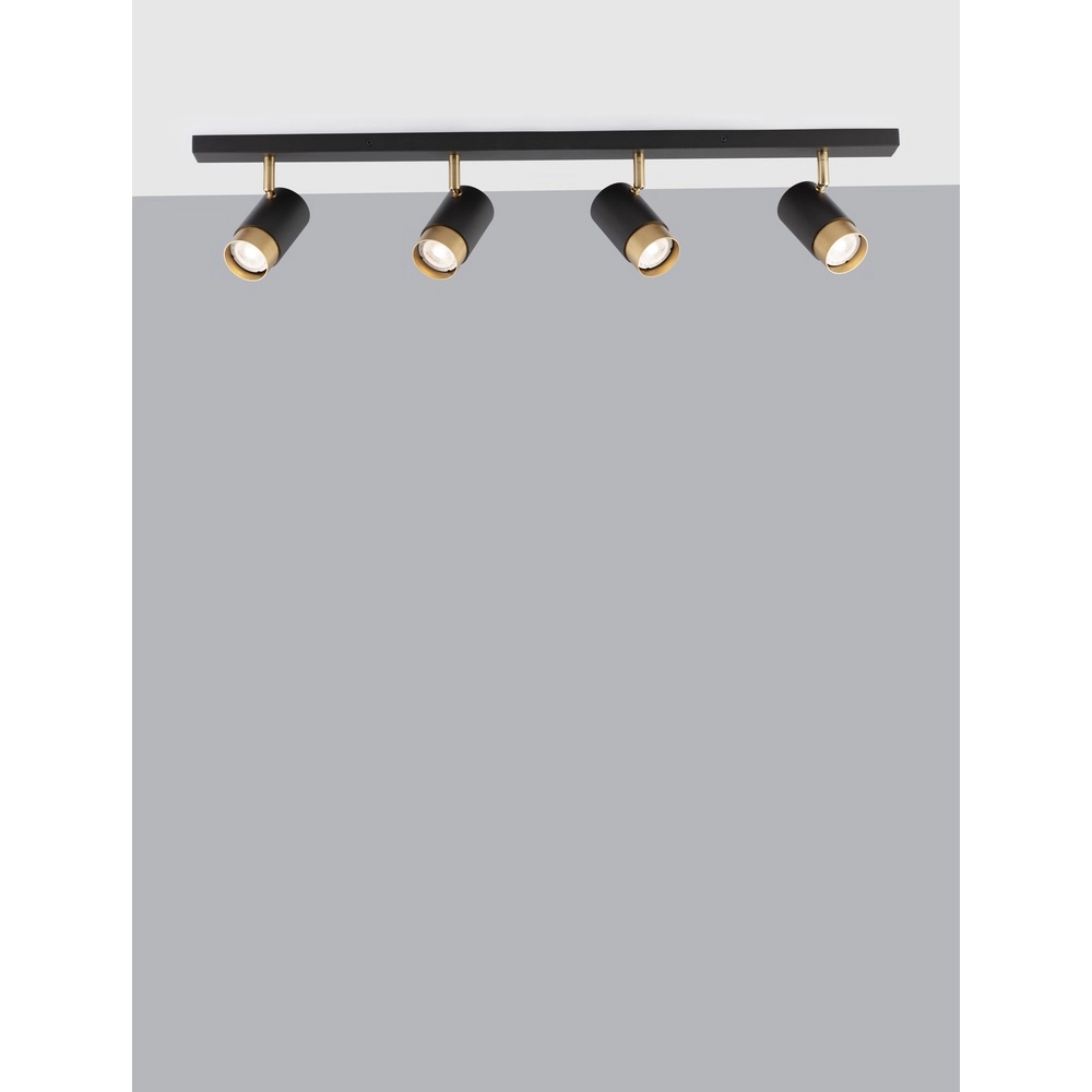 Ceiling spotlight Pogno 4-light black with gold