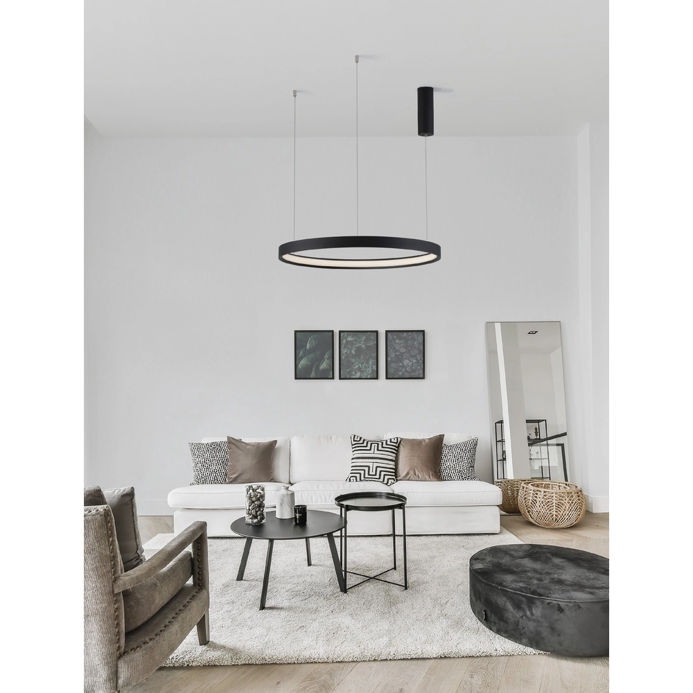 Round pendant lamp Perrine black Ø 60cm