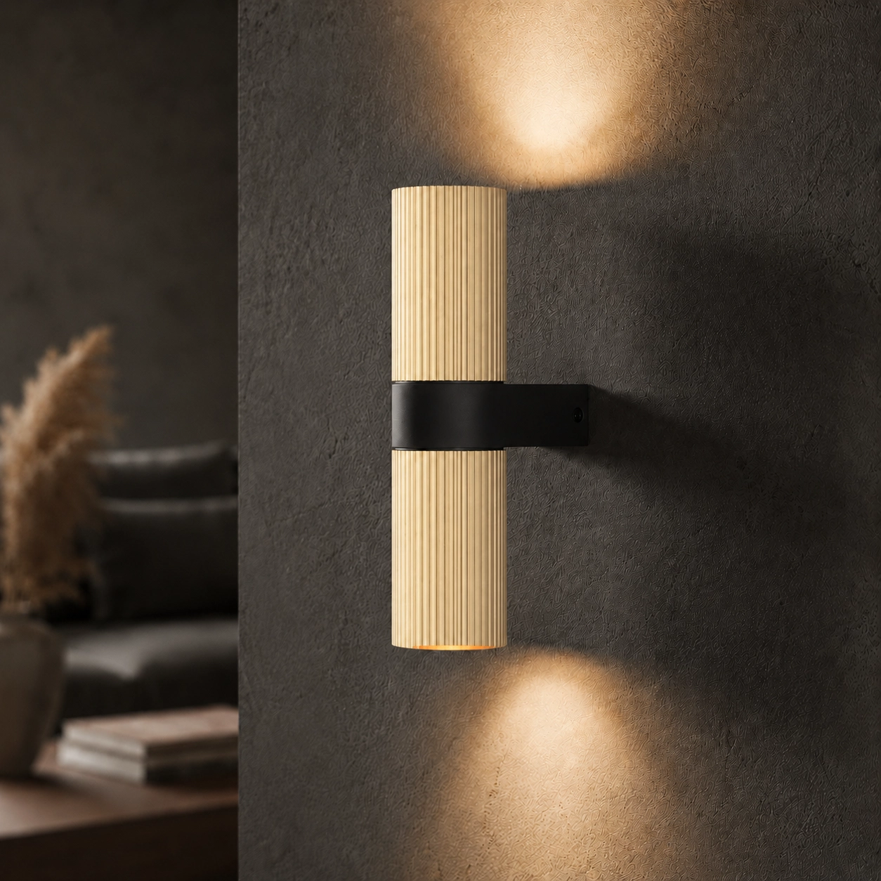 Wall spot ribs Linea Matte gold with black