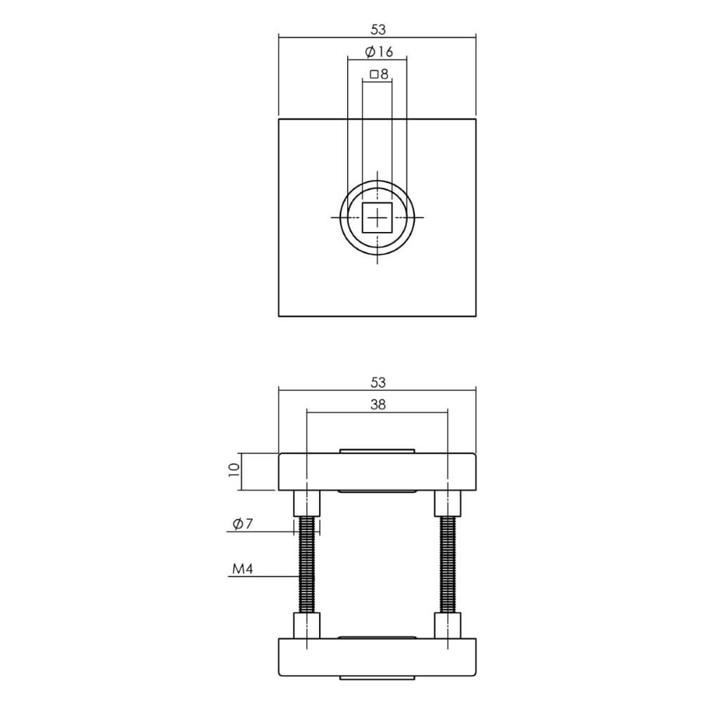 Rear door hardware set square Backura core pull protection stainless steel Intersteel 8714186539996