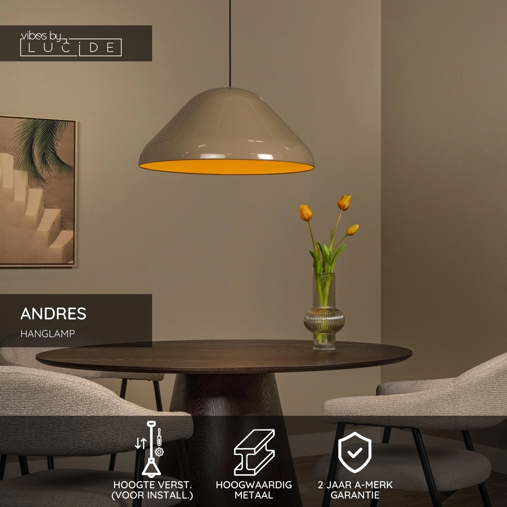 Pendant lamp Andres taupe Ø 56cm Lucide Vibes 5411212650214