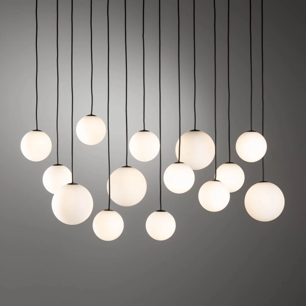 14-light pendant lamp Snowball black with white glass Lyora 5903139114080