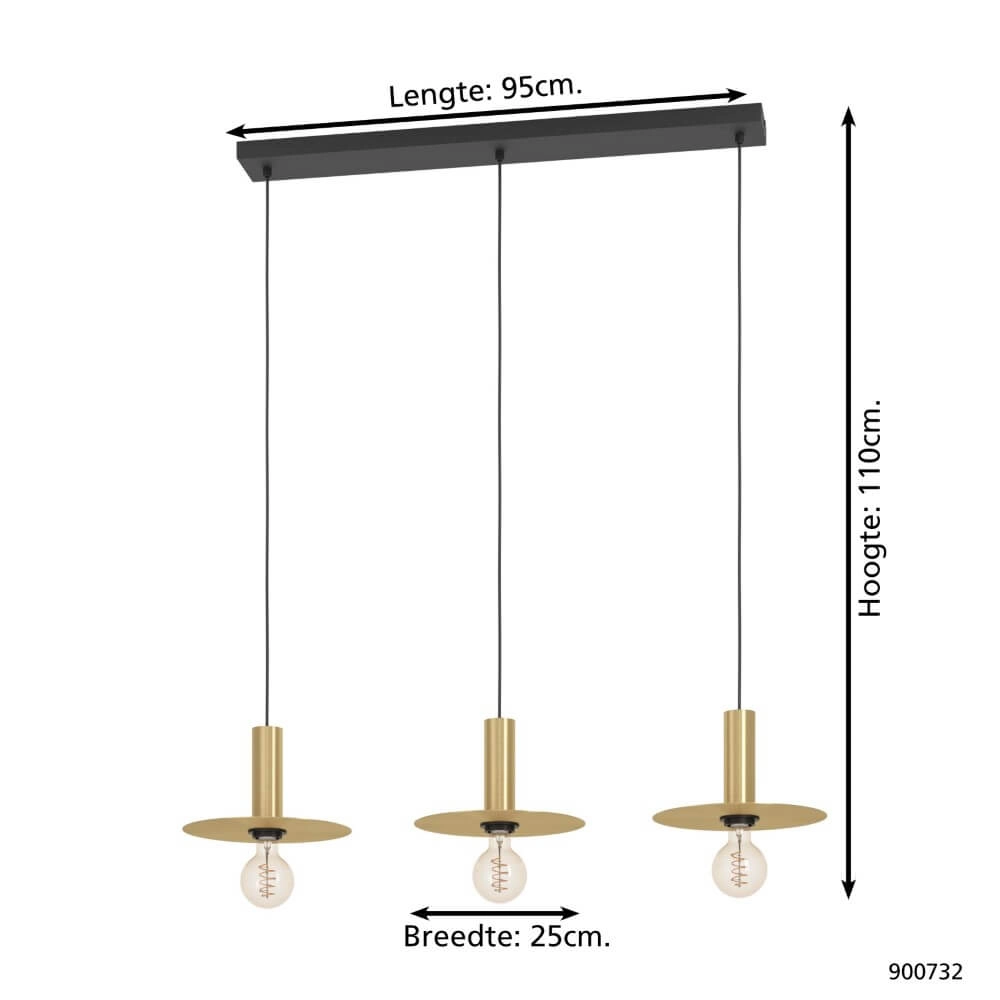 Golden 3-light pendant lamp Escandell Eglo 9008606273881