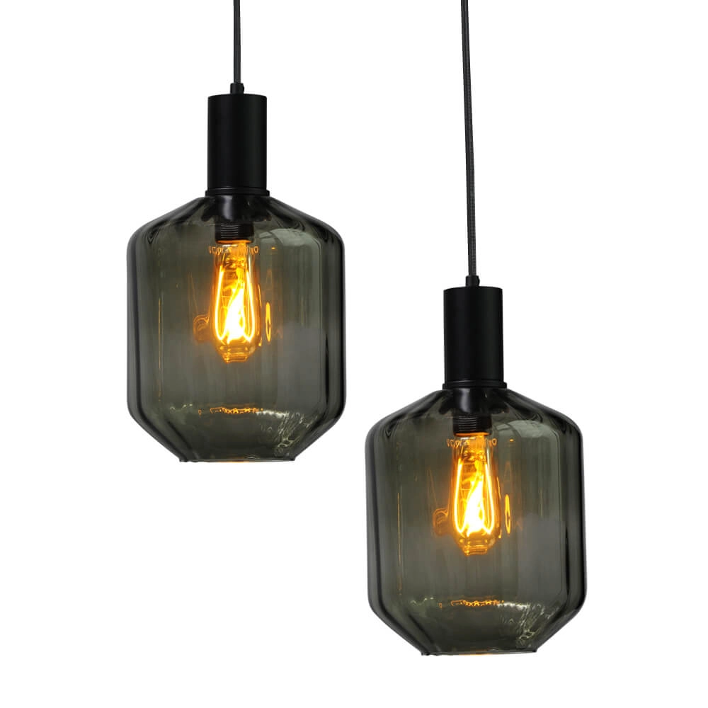 6-light hanging lamp - black - Porto with Jagger green lenses Masterlight 8718121270579