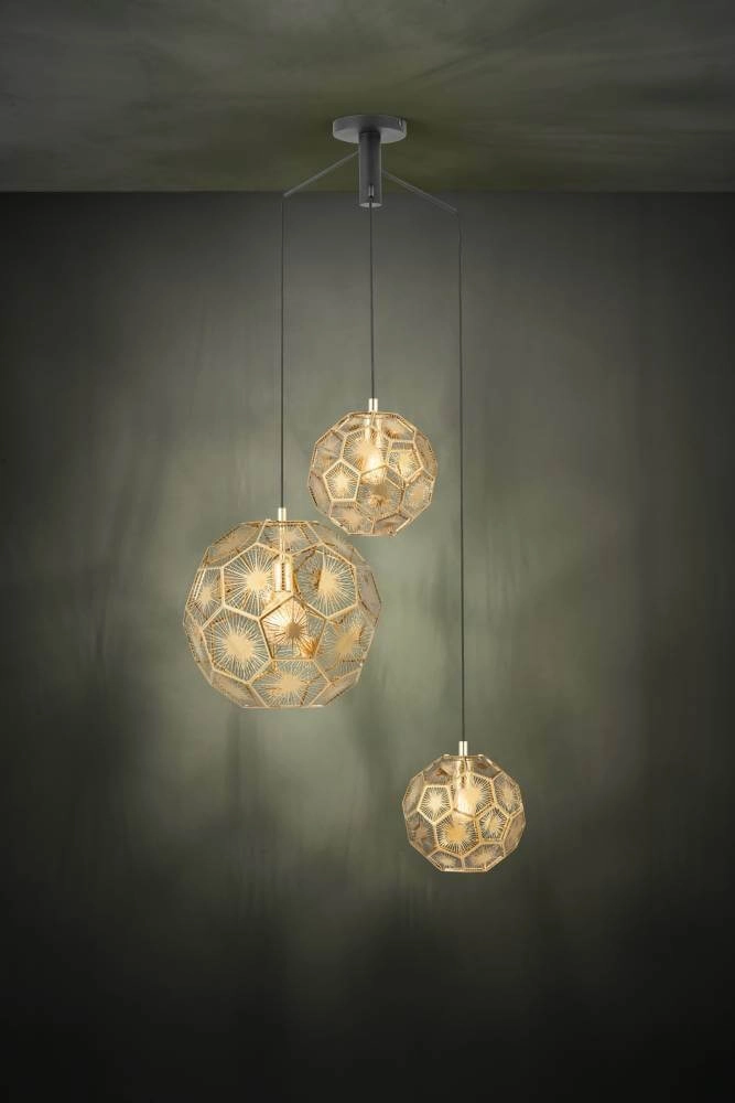 Gold hanging lamp Skoura loft - 3-light Stars of Light 9002759397586