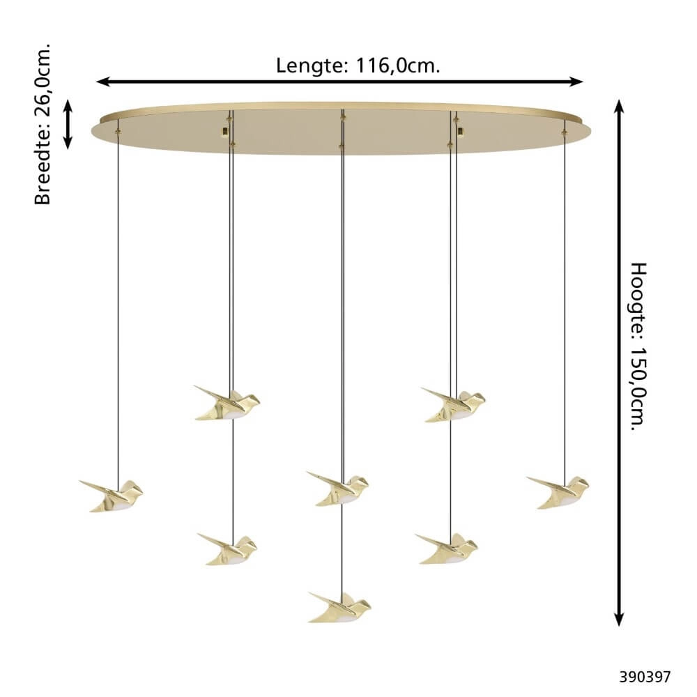 8-light hanging lamp Paratebueno 2 brass Stars of Light 9008606292196