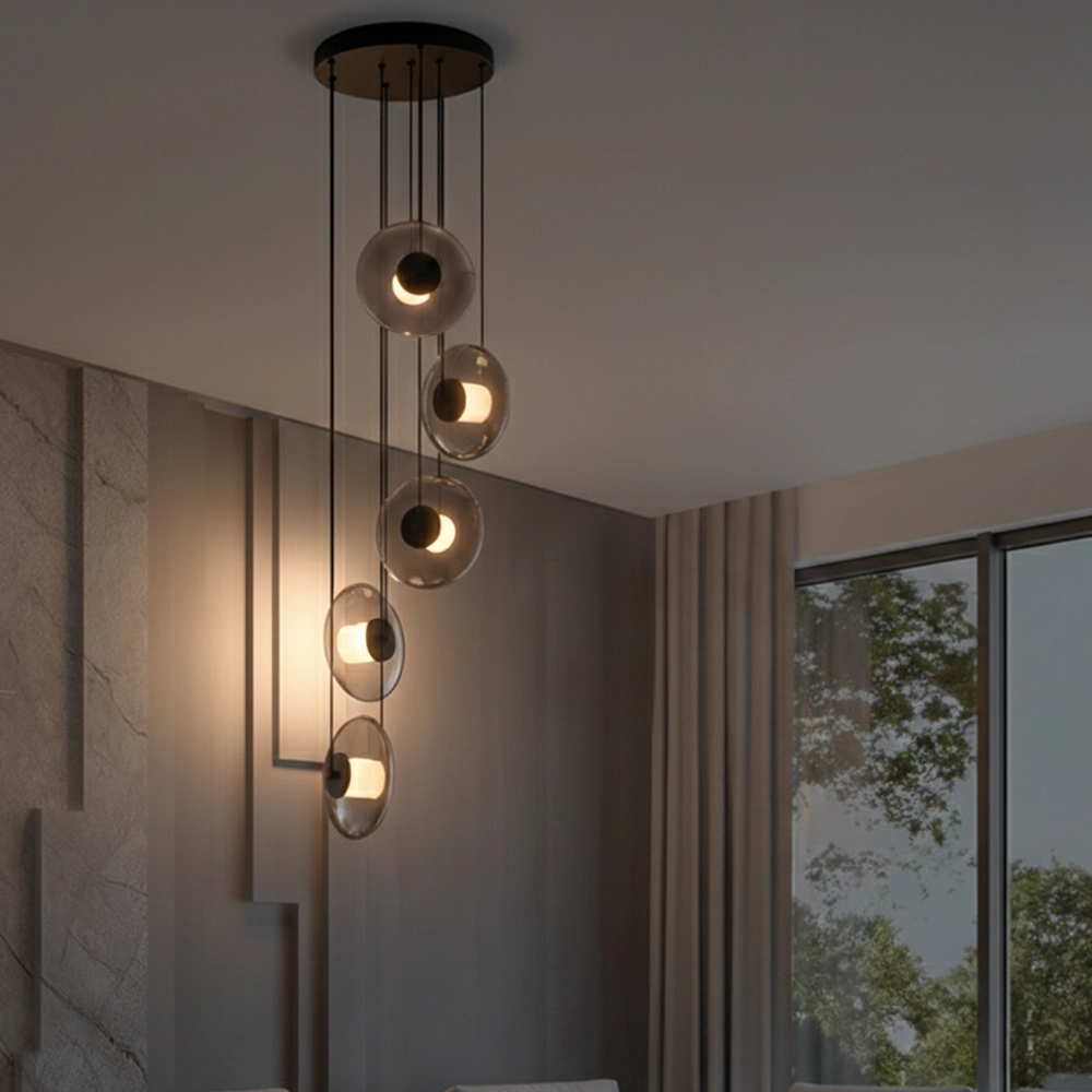 Unique pendant lamp Ballet Black 5-light round