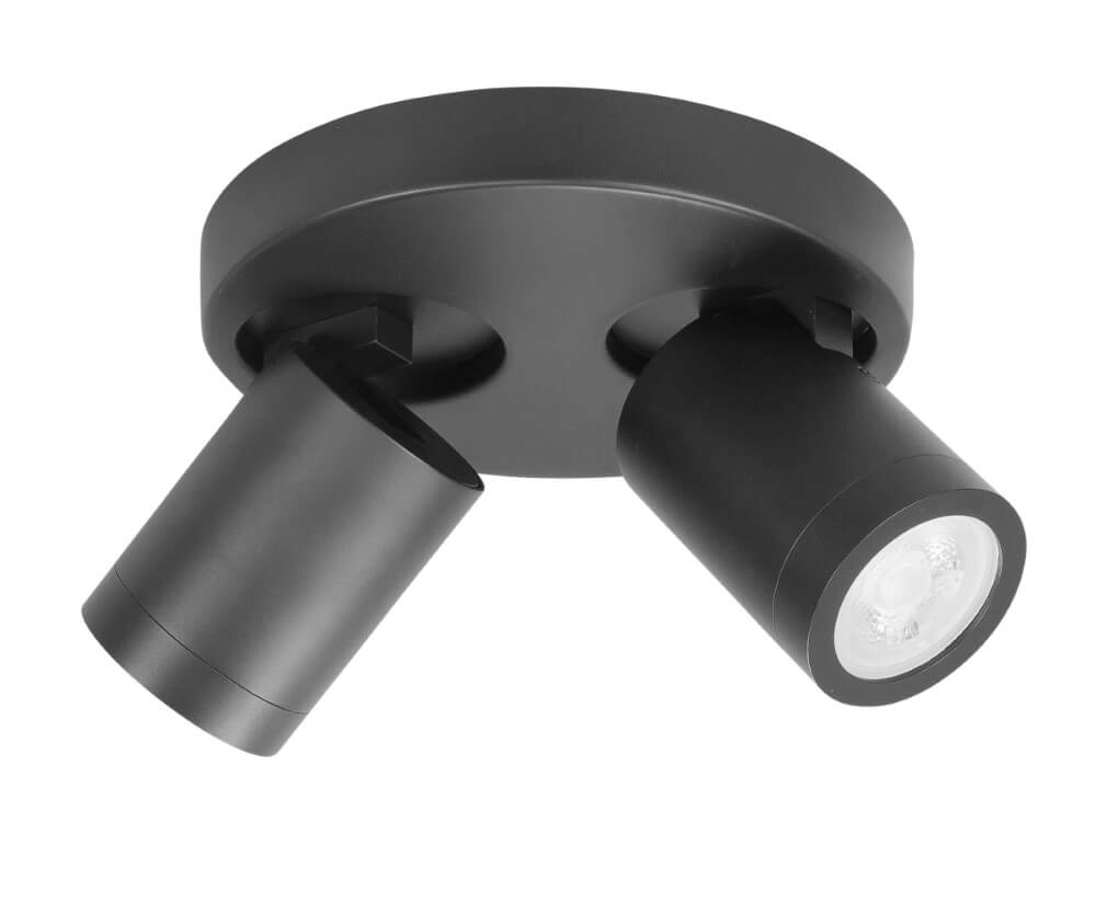IP44 surface mounted spotlight Oliver 2-light matt black