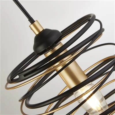 Pendant lamp Spring 4-light black with gold Searchlight 5053423185736