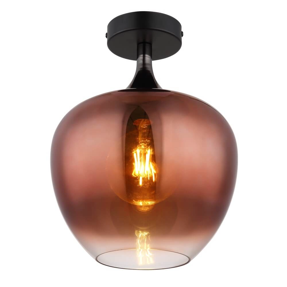 Black ceiling lamp Maxy with red glass Ø 24cm