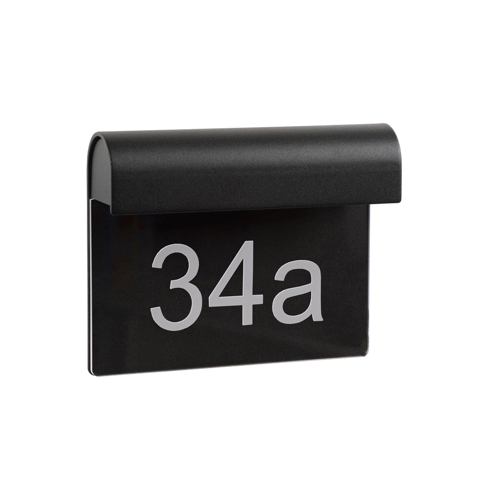 Wall lamp Thesi Led black with house number