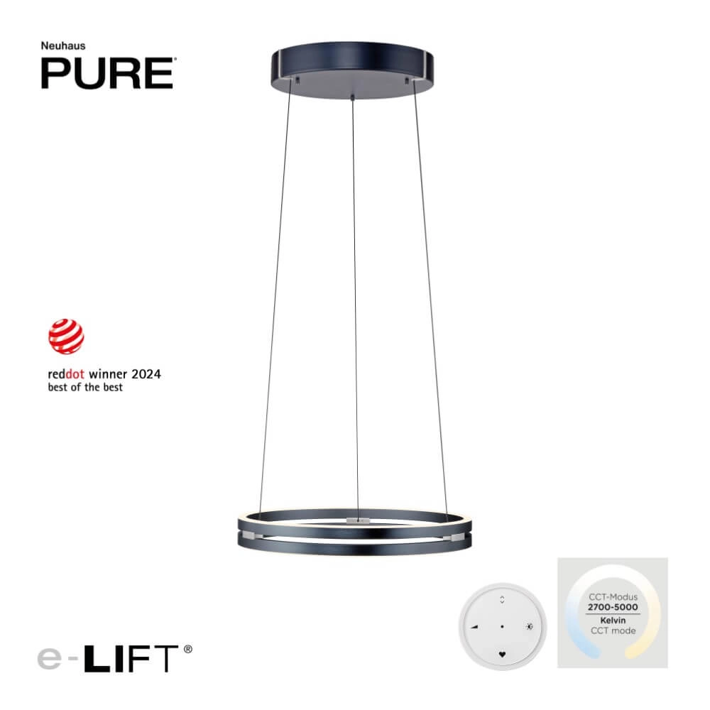 Sleek hanging lamp Pure E-Loop gray Paul Neuhaus 4012248372258