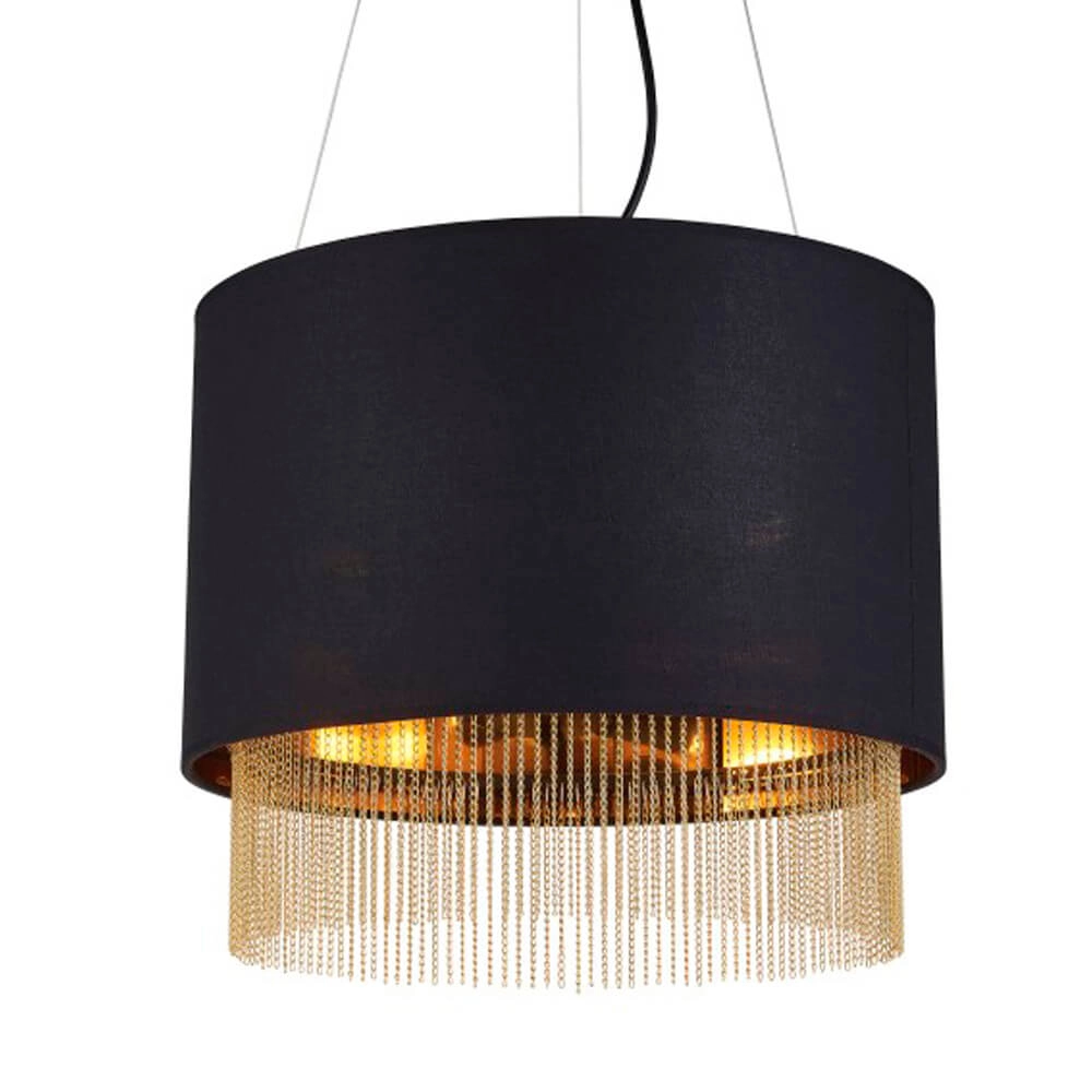 Black pendant lamp Fringe Ø 40cm Searchlight 5053423135533
