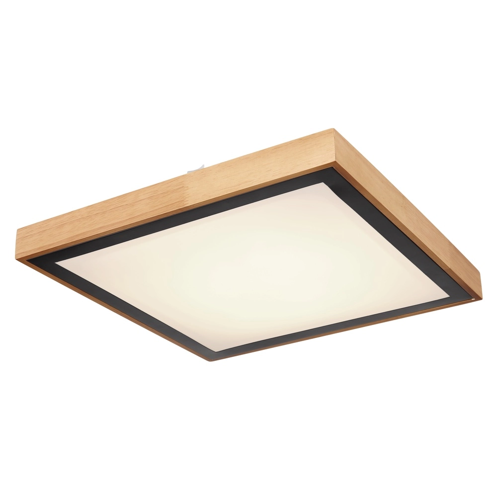 Ceiling lamp Bruno 39cm square black with wood