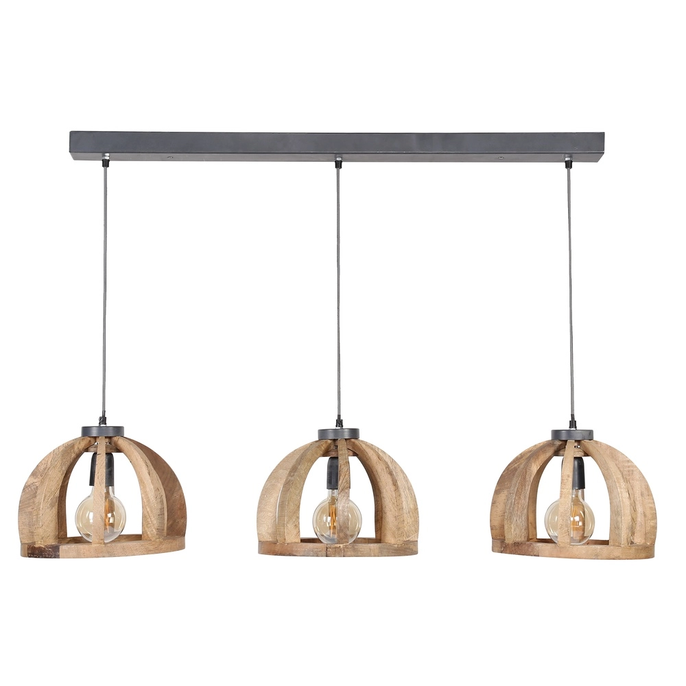 Wooden dining table pendant lamp Orba 3x Ø 30cm Lyora 8716803513204