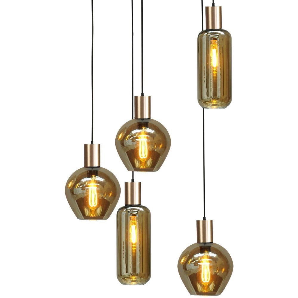 Hanging lamp 5 lights Bounty black with gold Masterlight 8718121247755