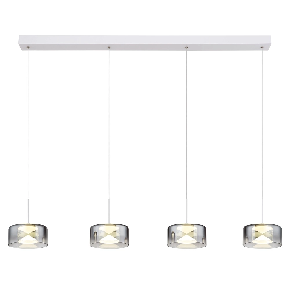 Design pendant lamp Belinda 4-light white with smoke glass Globo 9007371566372