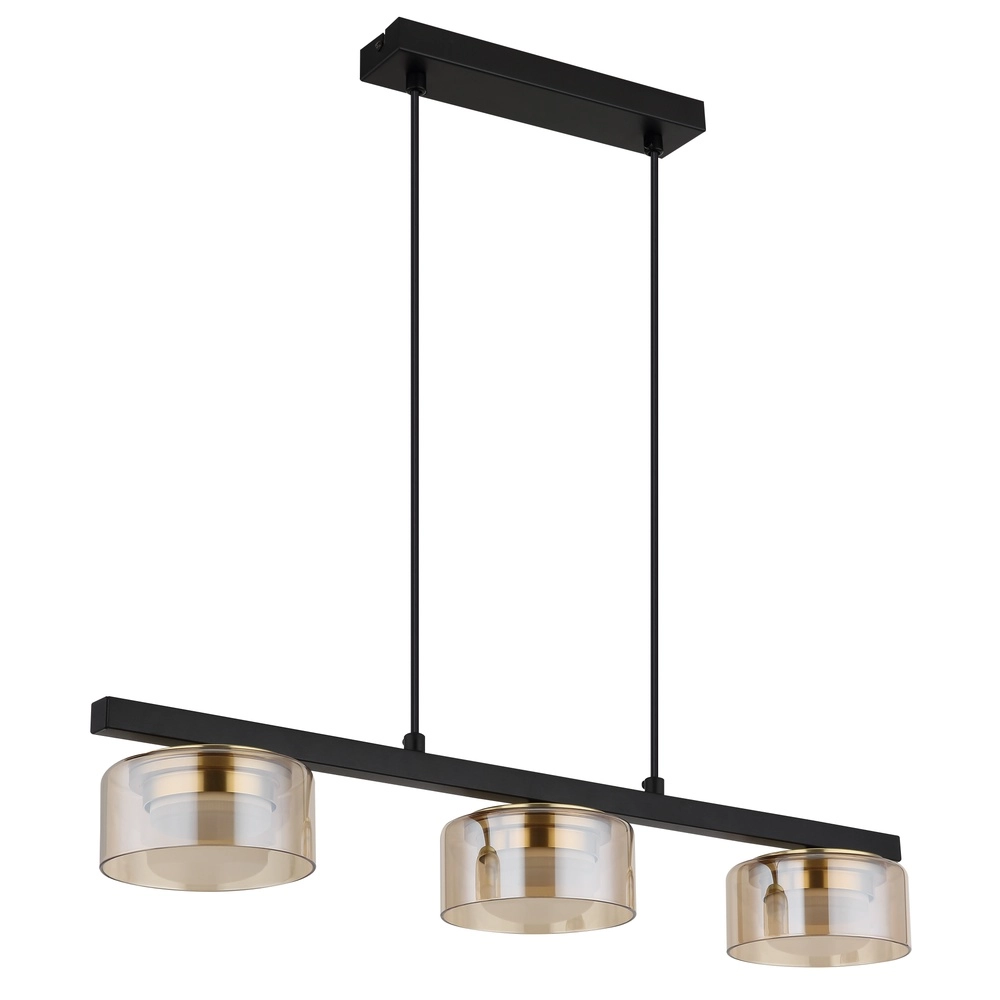 Design pendant lamp Higgins black with amber glass Globo 9007371531813