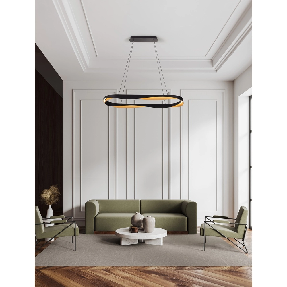 Pendant lamp Radon Ø 100cm black with gold Lyora 5212017452511