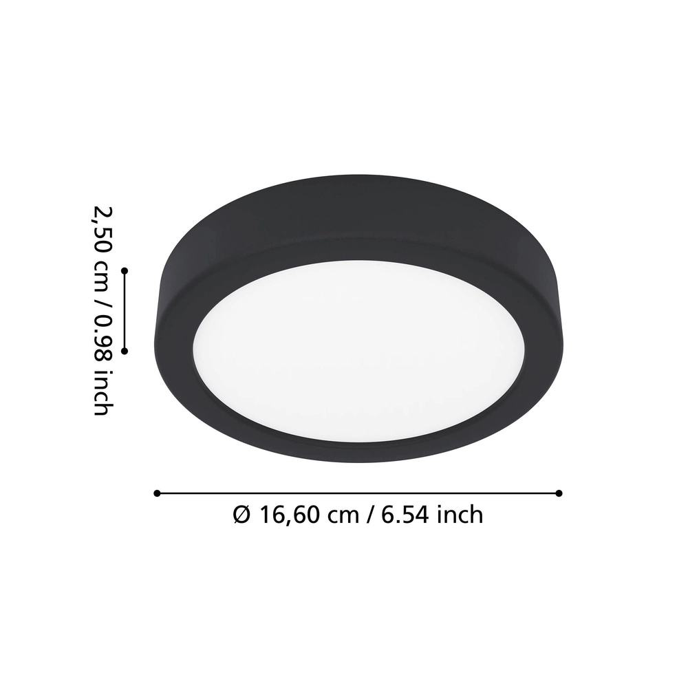 Ceiling light IP44 Fueva 6 round - black - Ø 16,6cm Eglo 9008606330300