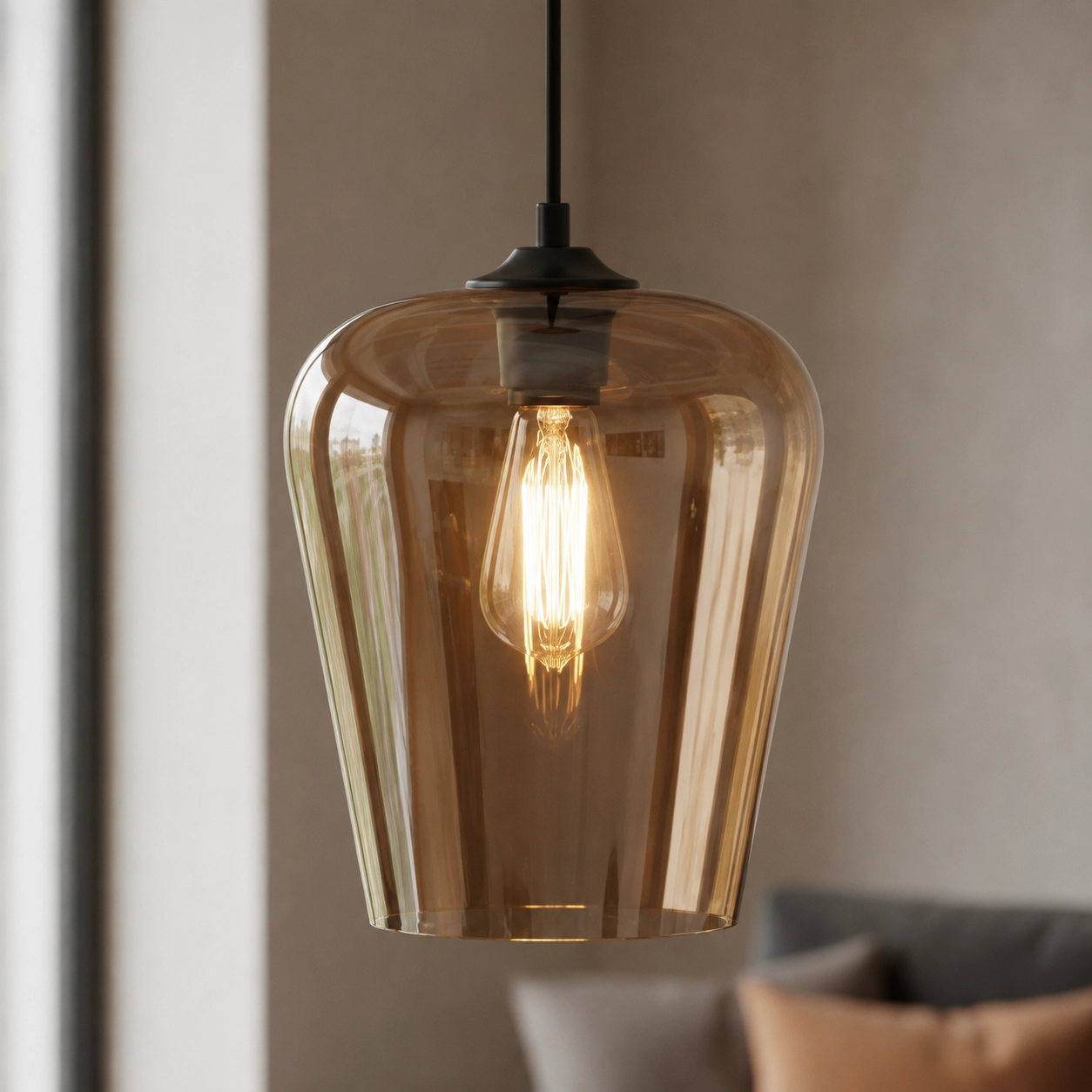 Hanging lamp Tombo amber Ø 23cm
