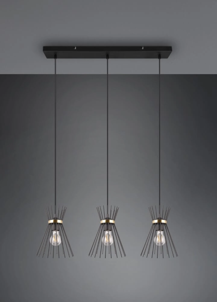 Pendant lamp Rod Design black 3-lights Trio 4017807576771