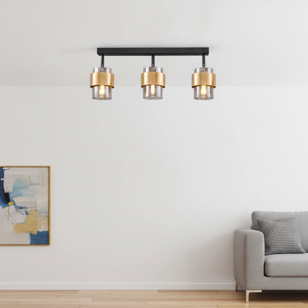Ceiling lamp Sianna 3-light black with gold