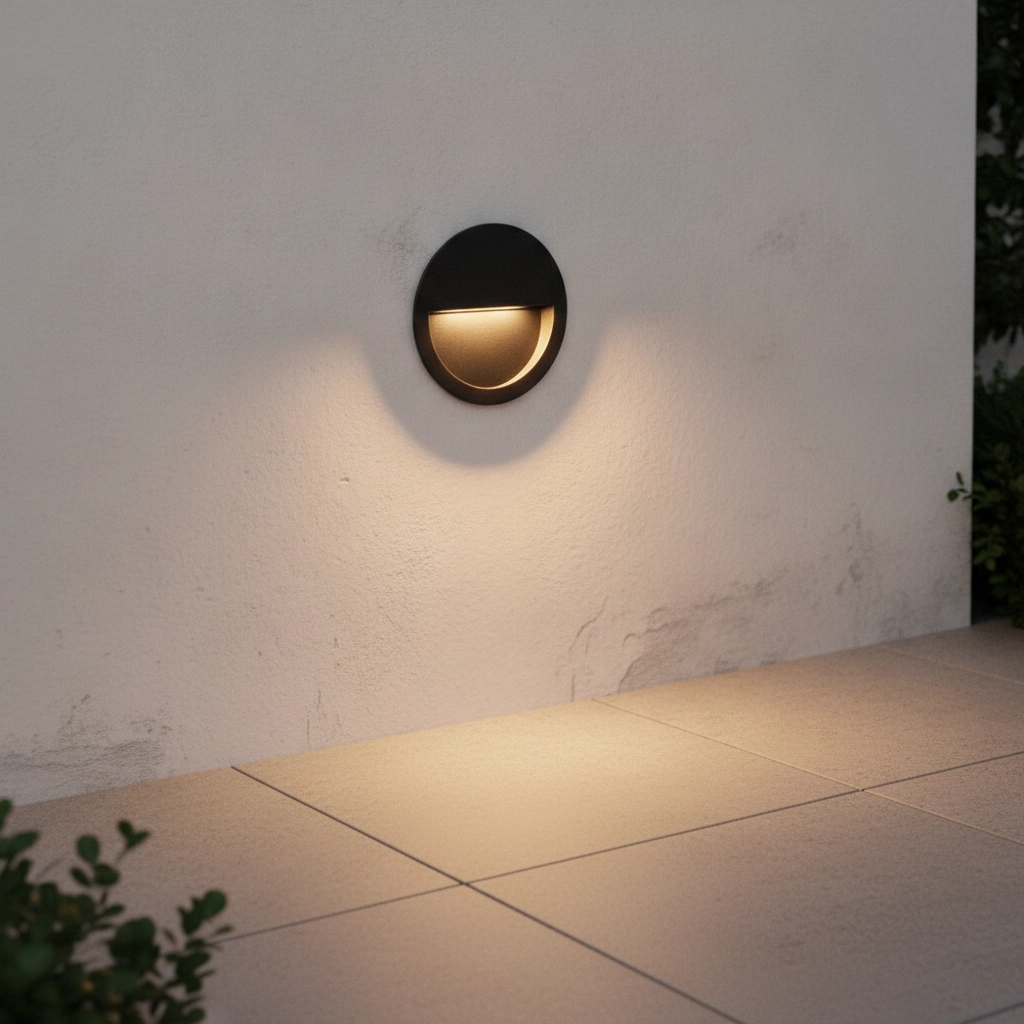 Round recessed wall lamp Sete Black