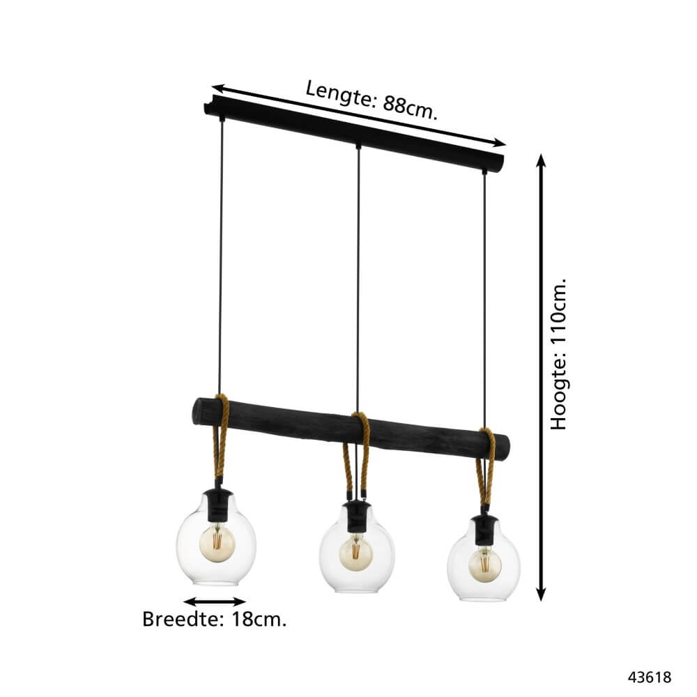 Dining table hanging lamp Roding with rope Eglo 9002759436186