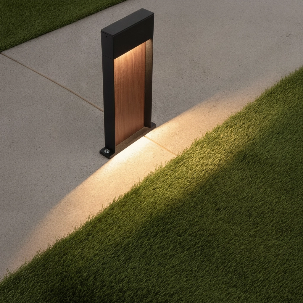Design garden lamp Noray black with wood 40cm - 2700K