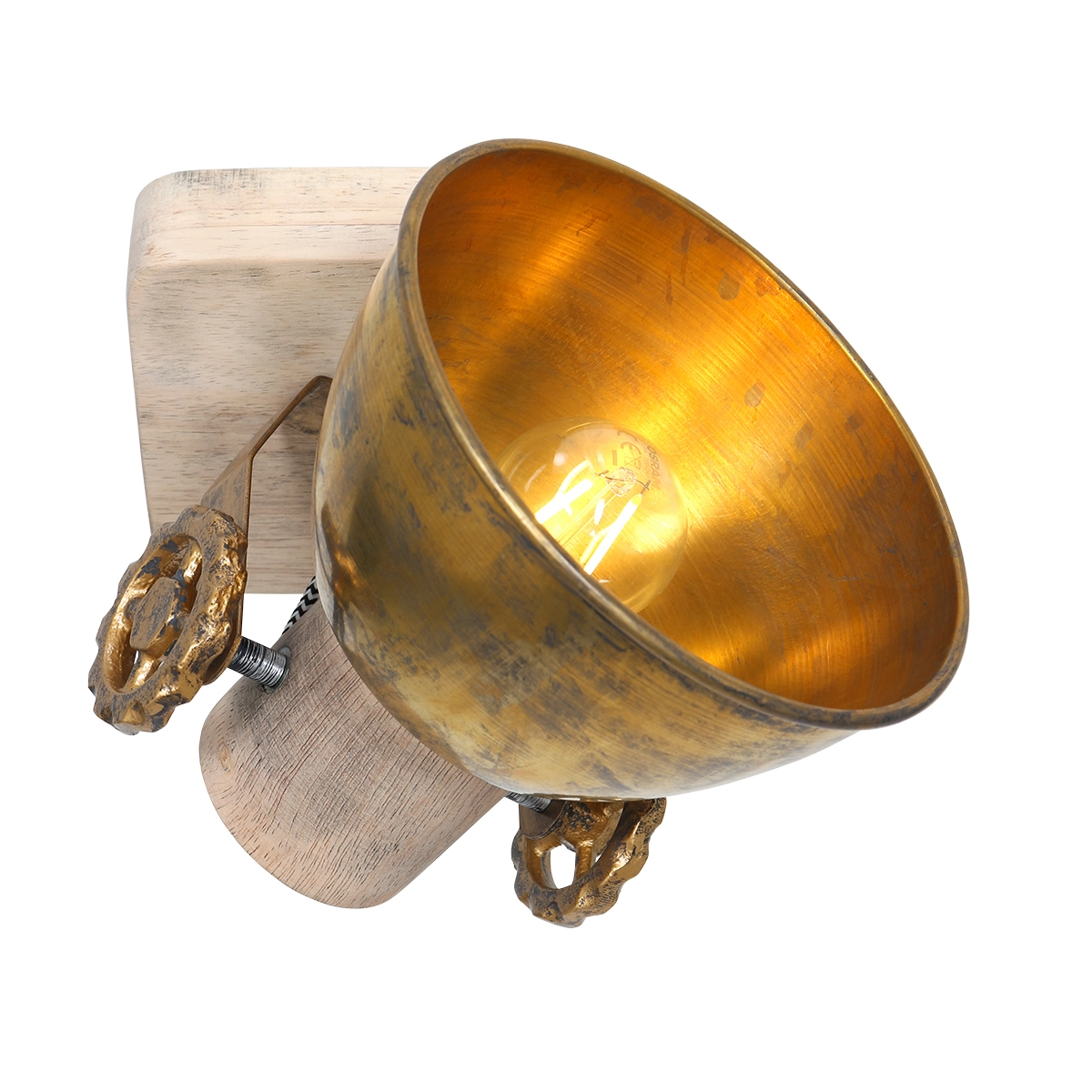 Industrial ceiling lamp Gearwood Bronze with wood Steinhauer 8712746135022