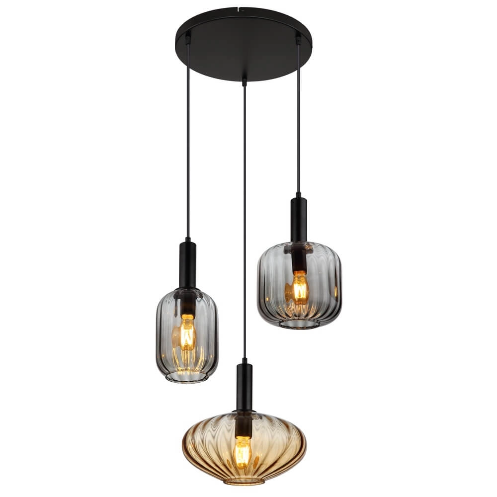Pendant lamp Valletta with coloured glass 3-lights
