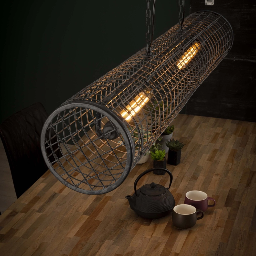 Industrial Mesh Pendant Light Cylinder 121cm - 2x E27 Lyora 8716803512757