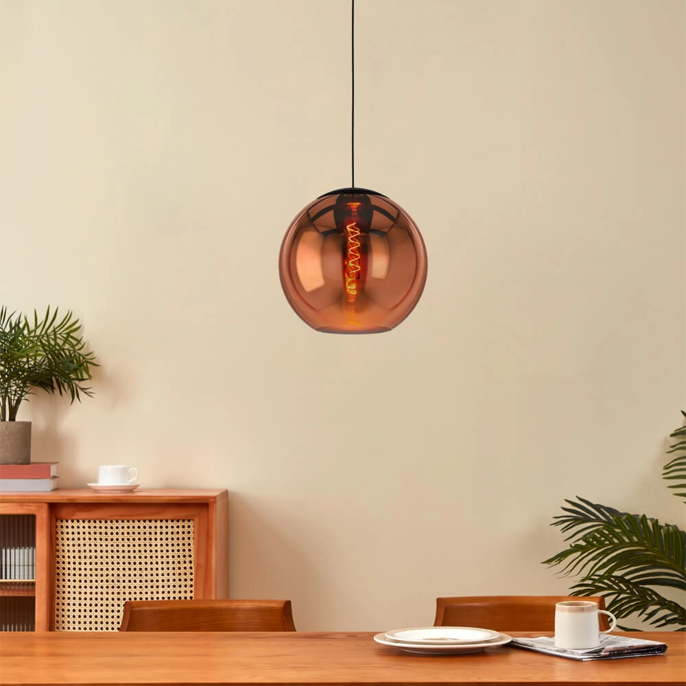 Hanging lamp with red copper glass Cordoba Ø 30cm Stars of Light 9008606221431