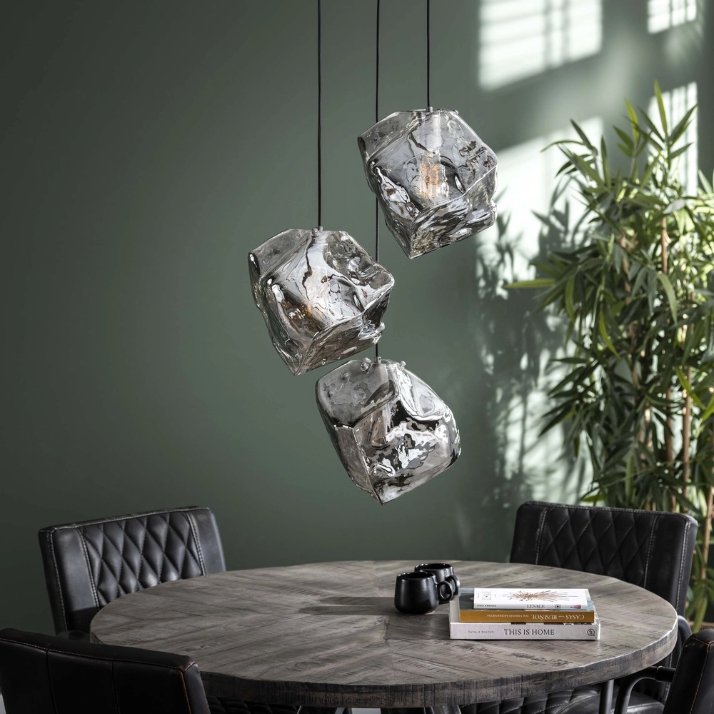 Modern pendant lamp Rock 3-light - chrome glass Lyora 8716803511408