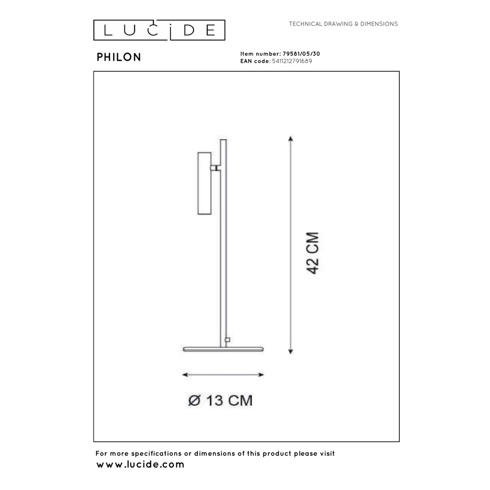 Desk lamp Philon Black Lucide 5411212791689