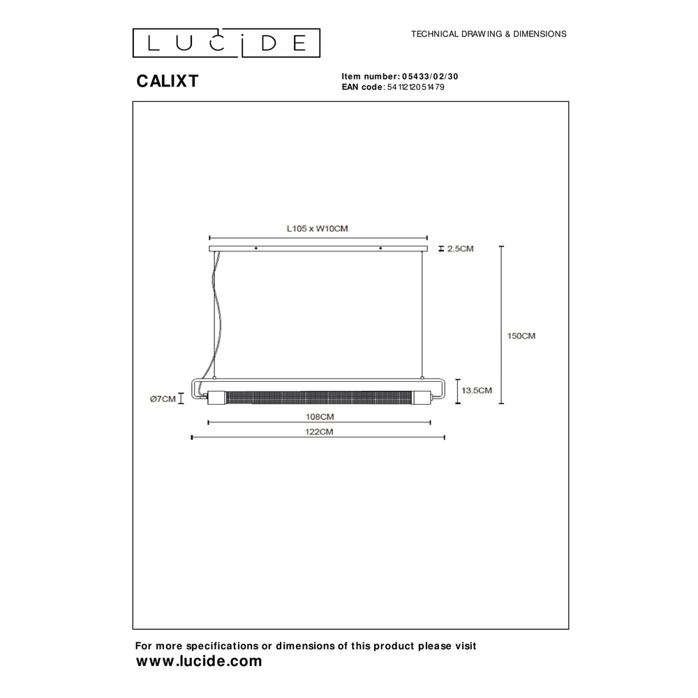 Design pendant lamp Calixt Black Lucide 5411212051479