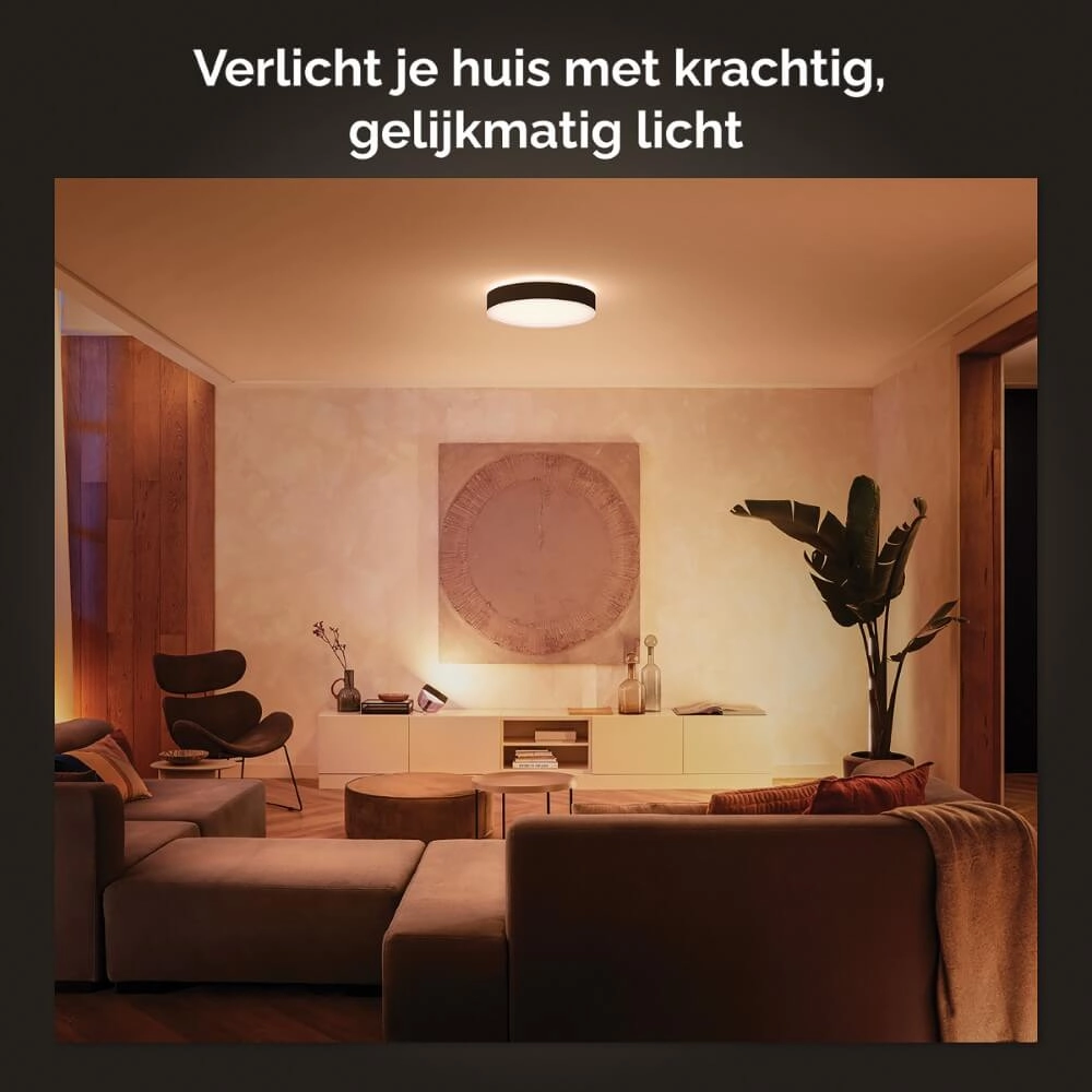Ceiling lamp Hue Enrave XL - White Ambiance Ø 55.1cm black Philips 8718696176481
