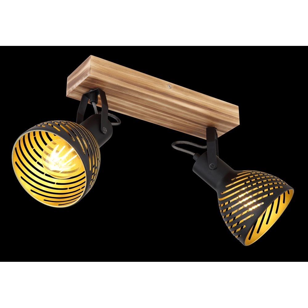 Ceiling lamp Lenna 2-light wood with black Globo 9007371422685